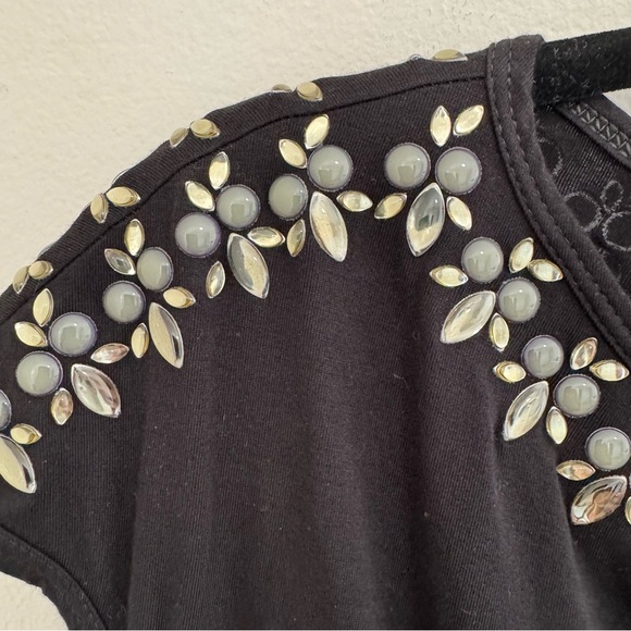 St. John Black Jeweled Neck Blouse - Picture 5 of 7
